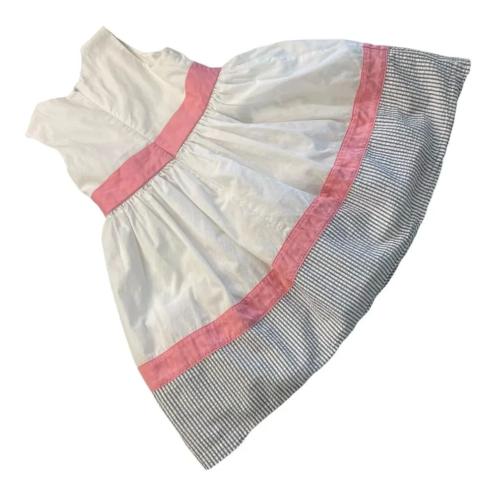 Gymboree Girl's 4 White Pink Black Sleeveless Spring Summer Formal Dress